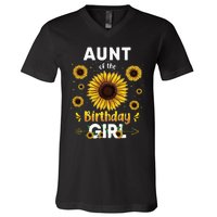 Aunt Of The Birthday Sunflower Party Family Matching V-Neck T-Shirt