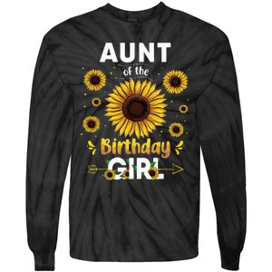 Aunt Of The Birthday Sunflower Party Family Matching Tie-Dye Long Sleeve Shirt