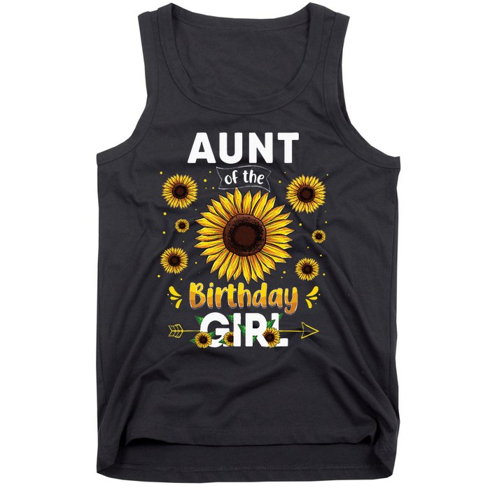 Aunt Of The Birthday Sunflower Party Family Matching Tank Top