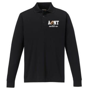 Aunt Of The Birthday Football Lover First Birthday Party Gift Performance Long Sleeve Polo