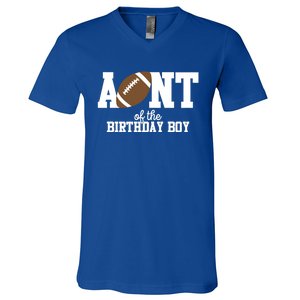 Aunt Of The Birthday Football Lover First Birthday Party Gift V-Neck T-Shirt