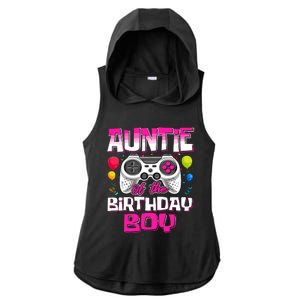 Auntie Of The Birthday Boy Matching Video Gamer Birthday Ladies PosiCharge Tri-Blend Wicking Draft Hoodie Tank