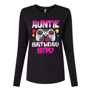 Auntie Of The Birthday Boy Matching Video Gamer Birthday Womens Cotton Relaxed Long Sleeve T-Shirt