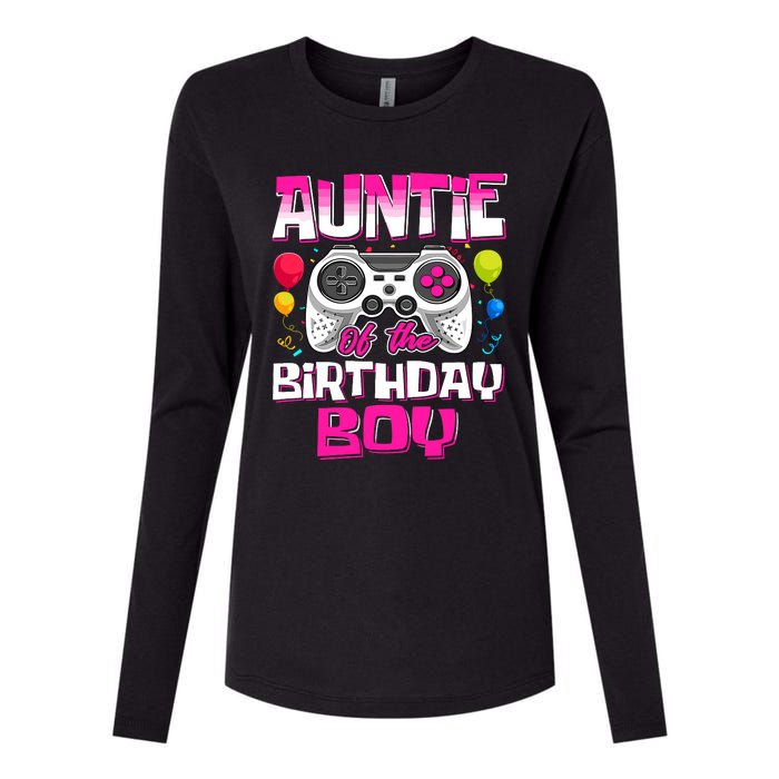 Auntie Of The Birthday Boy Matching Video Gamer Birthday Womens Cotton Relaxed Long Sleeve T-Shirt