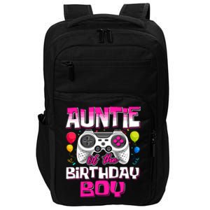 Auntie Of The Birthday Boy Matching Video Gamer Birthday Impact Tech Backpack