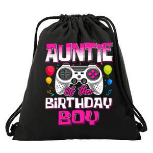 Auntie Of The Birthday Boy Matching Video Gamer Birthday Drawstring Bag