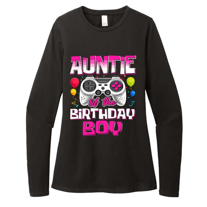 Auntie Of The Birthday Boy Matching Video Gamer Birthday Womens CVC Long Sleeve Shirt