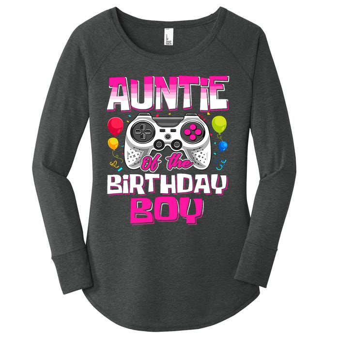 Auntie Of The Birthday Boy Matching Video Gamer Birthday Women's Perfect Tri Tunic Long Sleeve Shirt