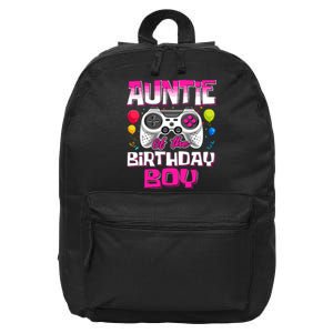 Auntie Of The Birthday Boy Matching Video Gamer Birthday 16 in Basic Backpack