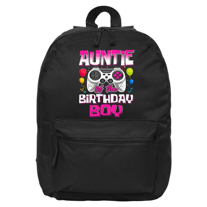 Auntie Of The Birthday Boy Matching Video Gamer Birthday 16 in Basic Backpack