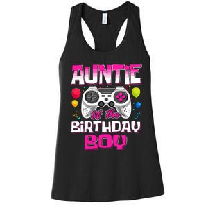 Auntie Of The Birthday Boy Matching Video Gamer Birthday Women's Racerback Tank