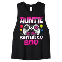 Auntie Of The Birthday Boy Matching Video Gamer Birthday Women's Racerback Cropped Tank