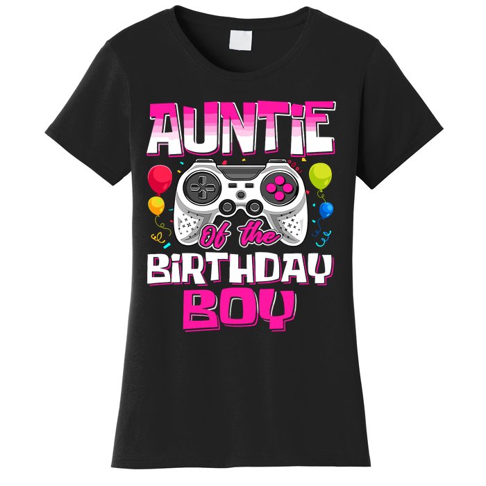 Auntie Of The Birthday Boy Matching Video Gamer Birthday Women's T-Shirt