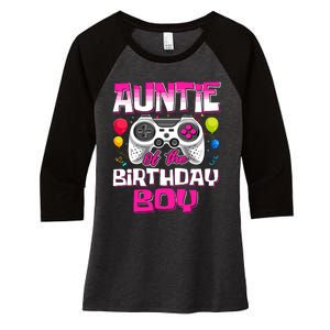 Auntie Of The Birthday Boy Matching Video Gamer Birthday Women's Tri-Blend 3/4-Sleeve Raglan Shirt