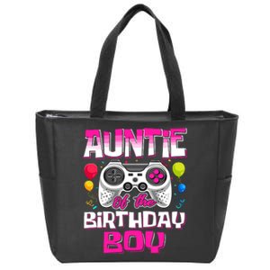 Auntie Of The Birthday Boy Matching Video Gamer Birthday Zip Tote Bag