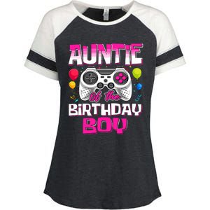 Auntie Of The Birthday Boy Matching Video Gamer Birthday Enza Ladies Jersey Colorblock Tee