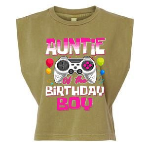 Auntie Of The Birthday Boy Matching Video Gamer Birthday Garment-Dyed Women's Muscle Tee