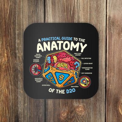 Anatomy Of The D20 Polyhedral 20 Sided Dice Funny Rpg Coaster