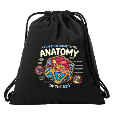 Anatomy Of The D20 Polyhedral 20 Sided Dice Funny Rpg Drawstring Bag