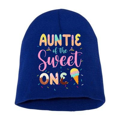 Auntie Of The Sweet One Ice Cream 1st First Birthday Family Funny Gift Short Acrylic Beanie