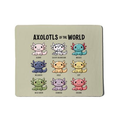 Axolotls Of The World Adorable Cartoon Design Gift Mousepad