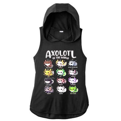 Axolotls Of The World Kawaii Types Of Axolotl Fish Amphibian Ladies PosiCharge Tri-Blend Wicking Draft Hoodie Tank