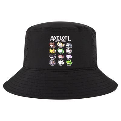 Axolotls Of The World Kawaii Types Of Axolotl Fish Amphibian Cool Comfort Performance Bucket Hat