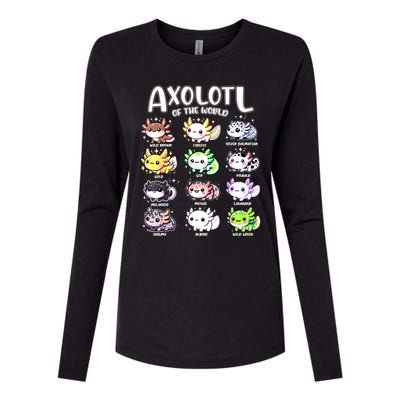 Axolotls Of The World Kawaii Types Of Axolotl Fish Amphibian Womens Cotton Relaxed Long Sleeve T-Shirt