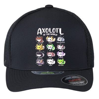 Axolotls Of The World Kawaii Types Of Axolotl Fish Amphibian Flexfit Unipanel Trucker Cap