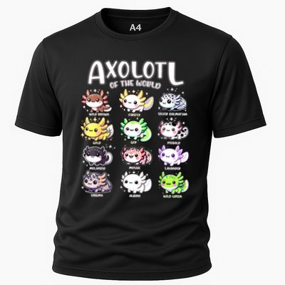 Axolotls Of The World Kawaii Types Of Axolotl Fish Amphibian Performance Shirt