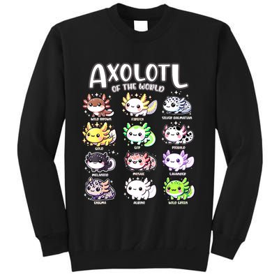 Axolotls Of The World Kawaii Types Of Axolotl Fish Amphibian Sweatshirt