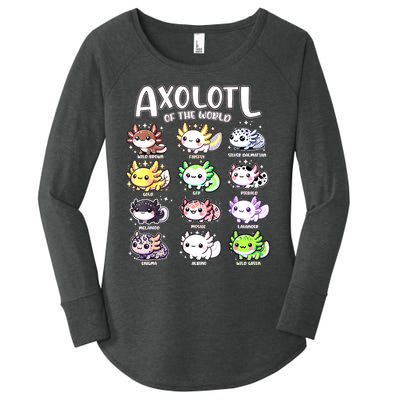 Axolotls Of The World Kawaii Types Of Axolotl Fish Amphibian Women's Perfect Tri Tunic Long Sleeve Shirt