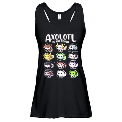 Axolotls Of The World Kawaii Types Of Axolotl Fish Amphibian Ladies Essential Flowy Tank