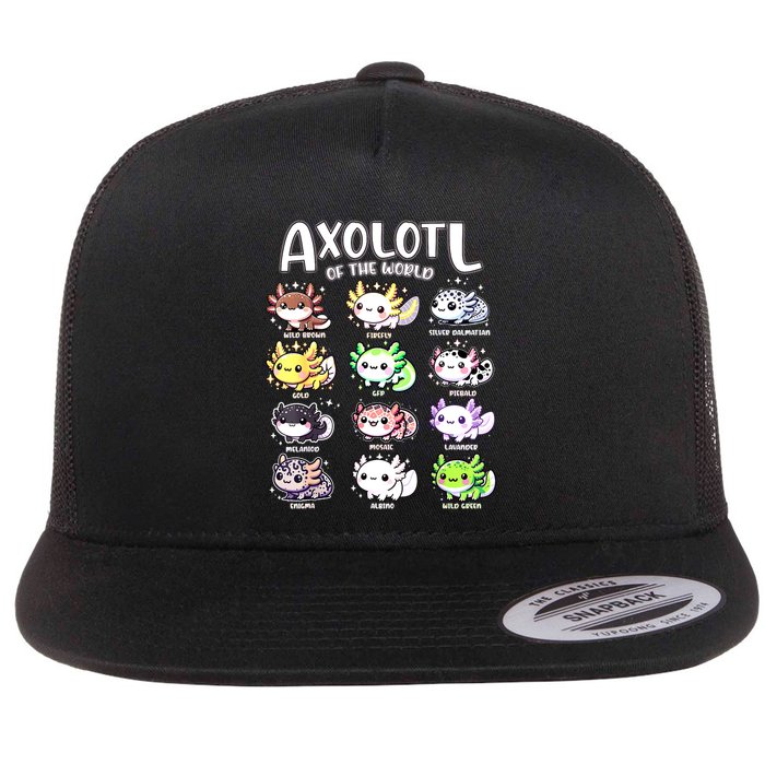 Axolotls Of The World Kawaii Types Of Axolotl Fish Amphibian Flatbill Hat