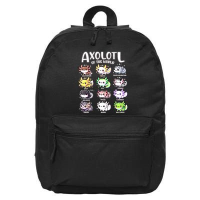 Axolotls Of The World Kawaii Types Of Axolotl Fish Amphibian 16 in Basic Backpack
