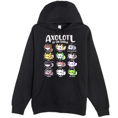 Axolotls Of The World Kawaii Types Of Axolotl Fish Amphibian Premium Pullover Hoodie