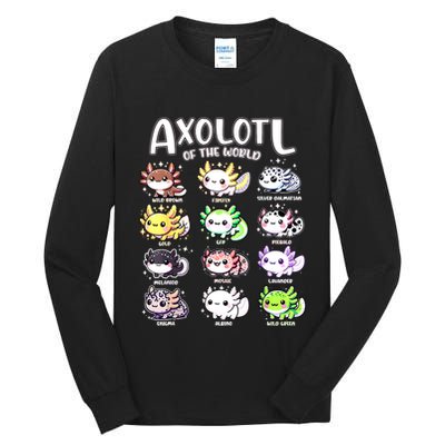Axolotls Of The World Kawaii Types Of Axolotl Fish Amphibian Tall Long Sleeve T-Shirt