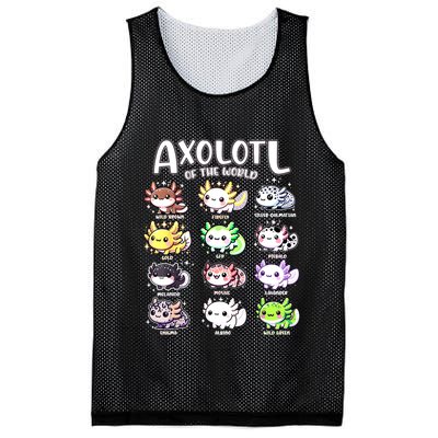Axolotls Of The World Kawaii Types Of Axolotl Fish Amphibian Mesh Reversible Basketball Jersey Tank