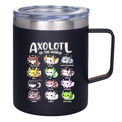 Axolotls Of The World Kawaii Types Of Axolotl Fish Amphibian 12oz Stainless Steel Coffee Mug