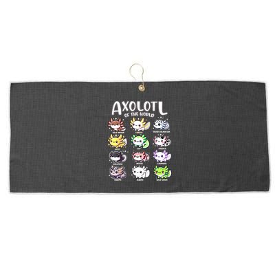 Axolotls Of The World Kawaii Types Of Axolotl Fish Amphibian Large Microfiber Waffle Golf Towel