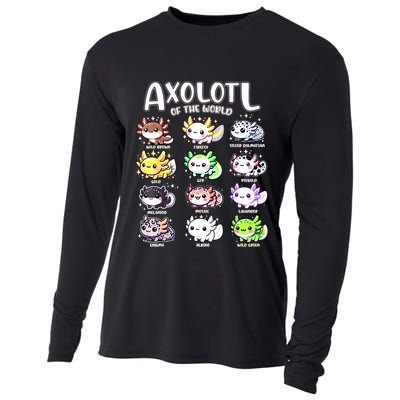 Axolotls Of The World Kawaii Types Of Axolotl Fish Amphibian Cooling Performance Long Sleeve Crew