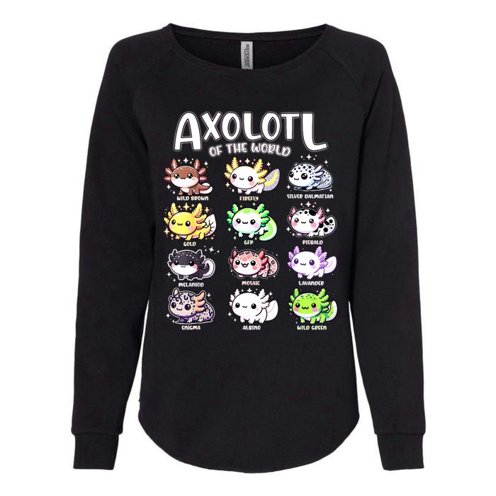 Axolotls Of The World Kawaii Types Of Axolotl Fish Amphibian Womens California Wash Sweatshirt