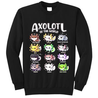 Axolotls Of The World Kawaii Types Of Axolotl Fish Amphibian Tall Sweatshirt