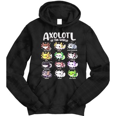 Axolotls Of The World Kawaii Types Of Axolotl Fish Amphibian Tie Dye Hoodie