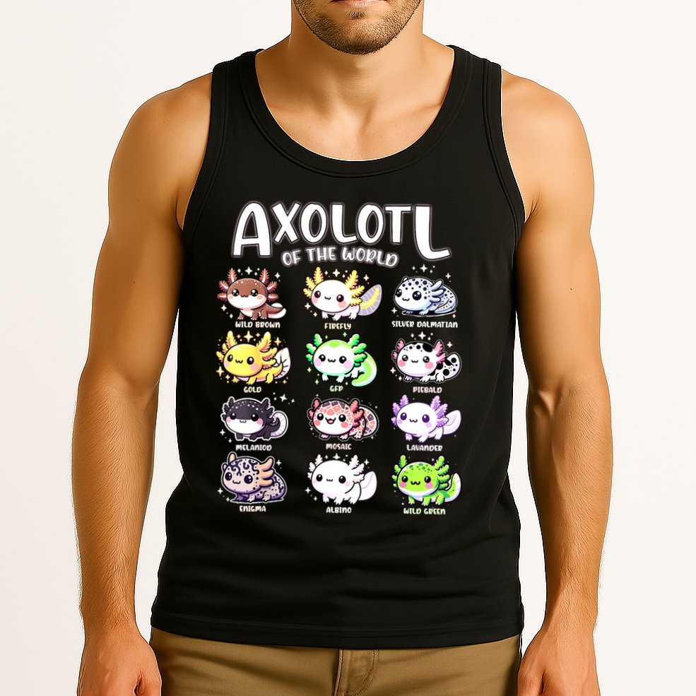 Axolotls Of The World Kawaii Types Of Axolotl Fish Amphibian Tank Top