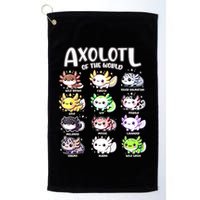 Axolotls Of The World Kawaii Types Of Axolotl Fish Amphibian Golf Towel