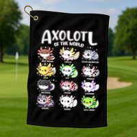 Axolotls Of The World Kawaii Types Of Axolotl Fish Amphibian Golf Towel