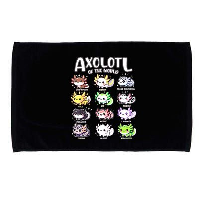 Axolotls Of The World Kawaii Types Of Axolotl Fish Amphibian Microfiber Hand Towel