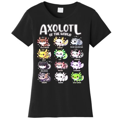 Axolotls Of The World Kawaii Types Of Axolotl Fish Amphibian Women's T-Shirt