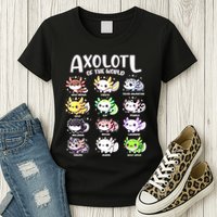 Axolotls Of The World Kawaii Types Of Axolotl Fish Amphibian Womens T-Shirt
